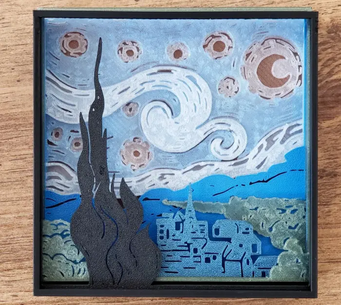 La noche estrellada – Shadow Box (Impresión 3D)